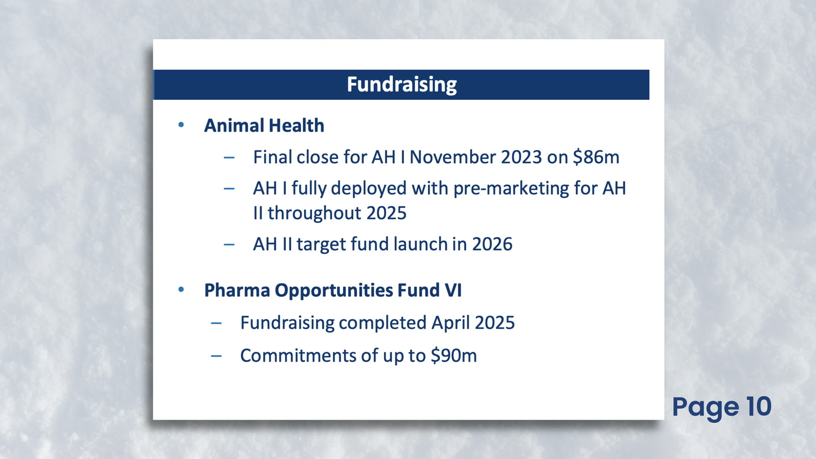 2025 video: fundraising bullet slide on screen